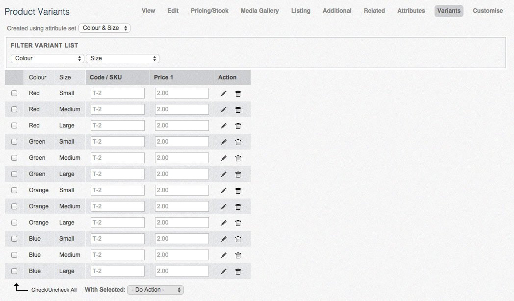 Enabling variants on a product